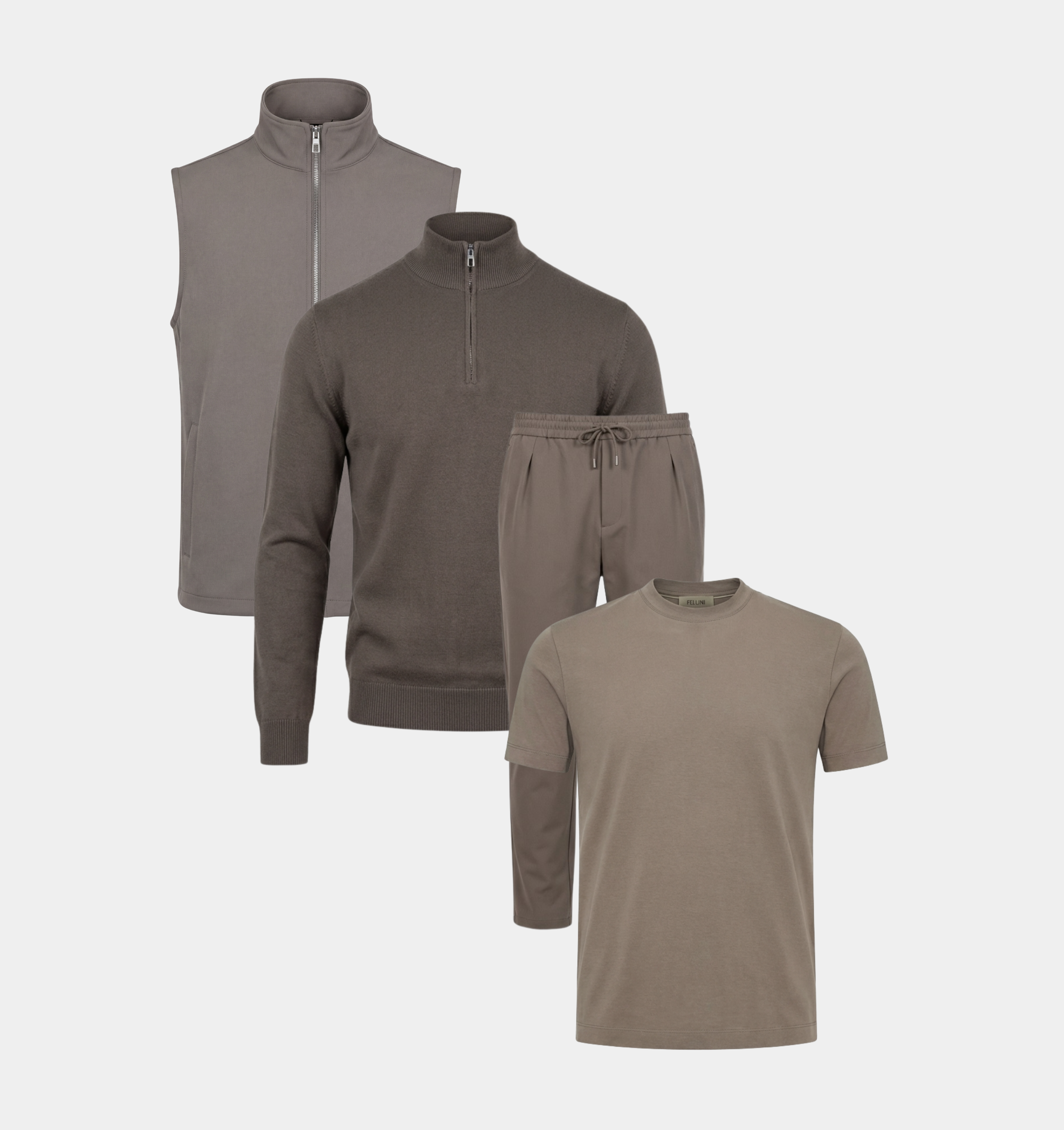 COMPLETE SET - HALF ZIP - STONE
