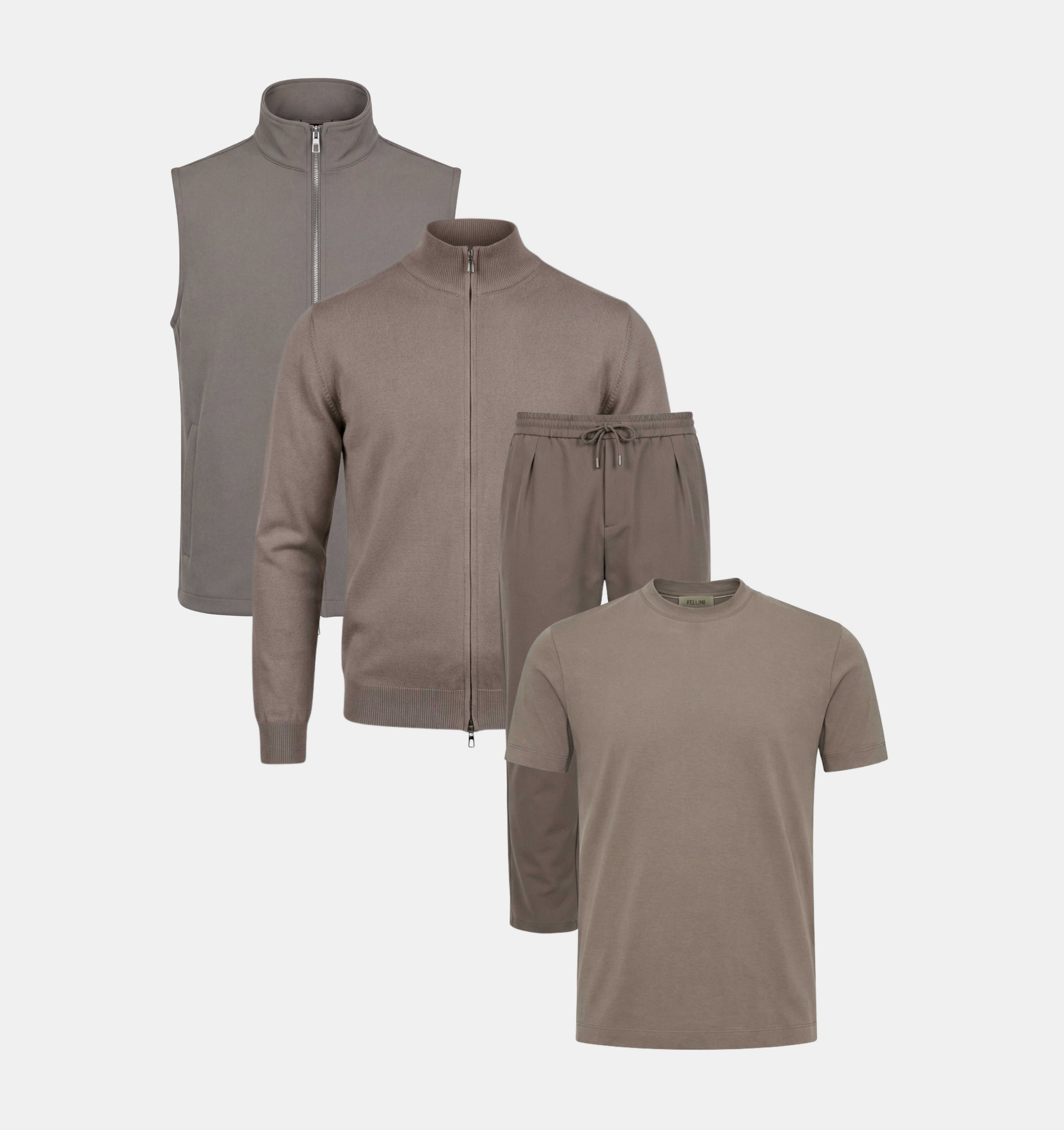 COMPLETE SET - FULL ZIP/WIDE-FIT - STONE