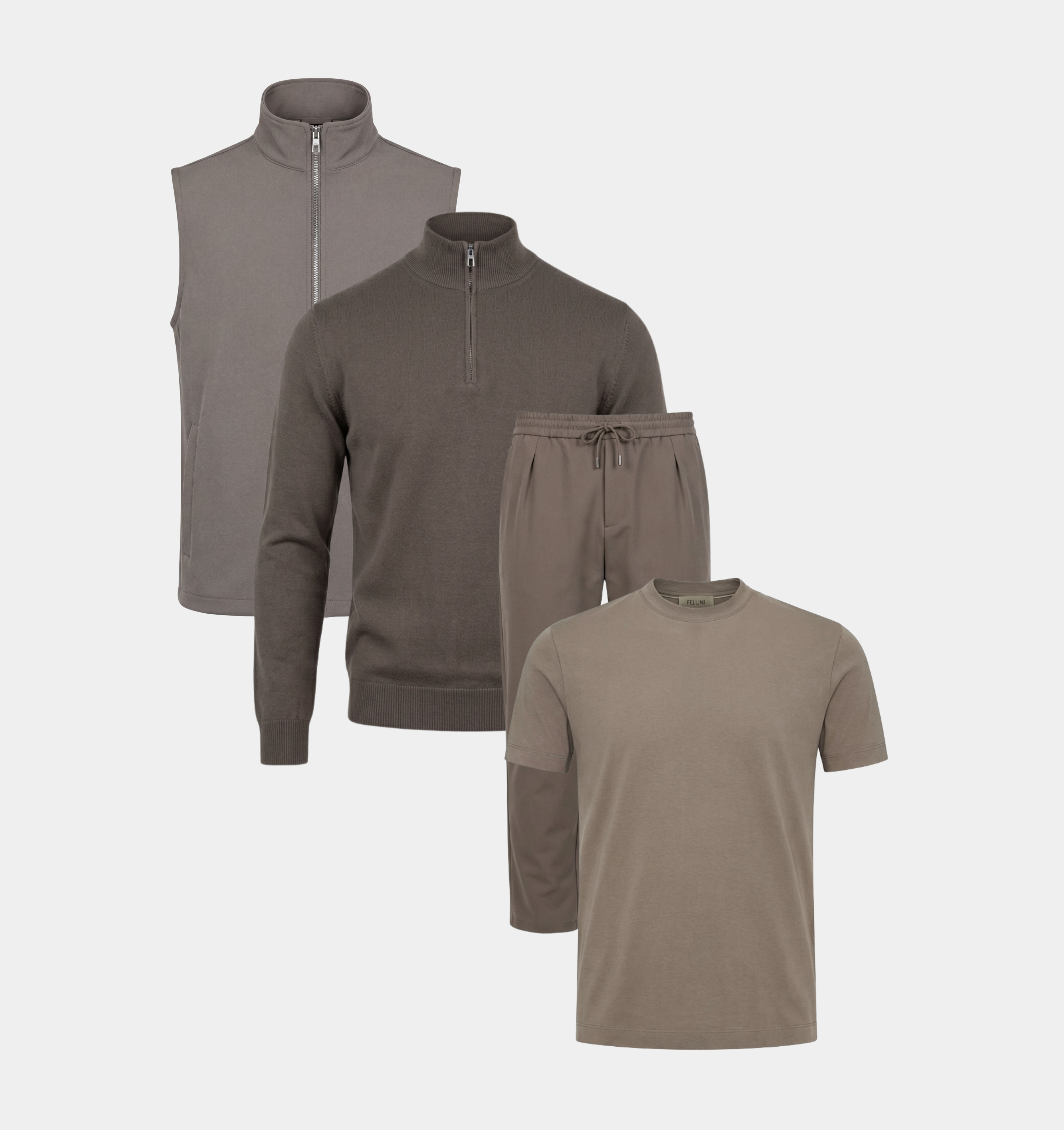 COMPLETE SET - HALF ZIP/WIDE-FIT - STONE
