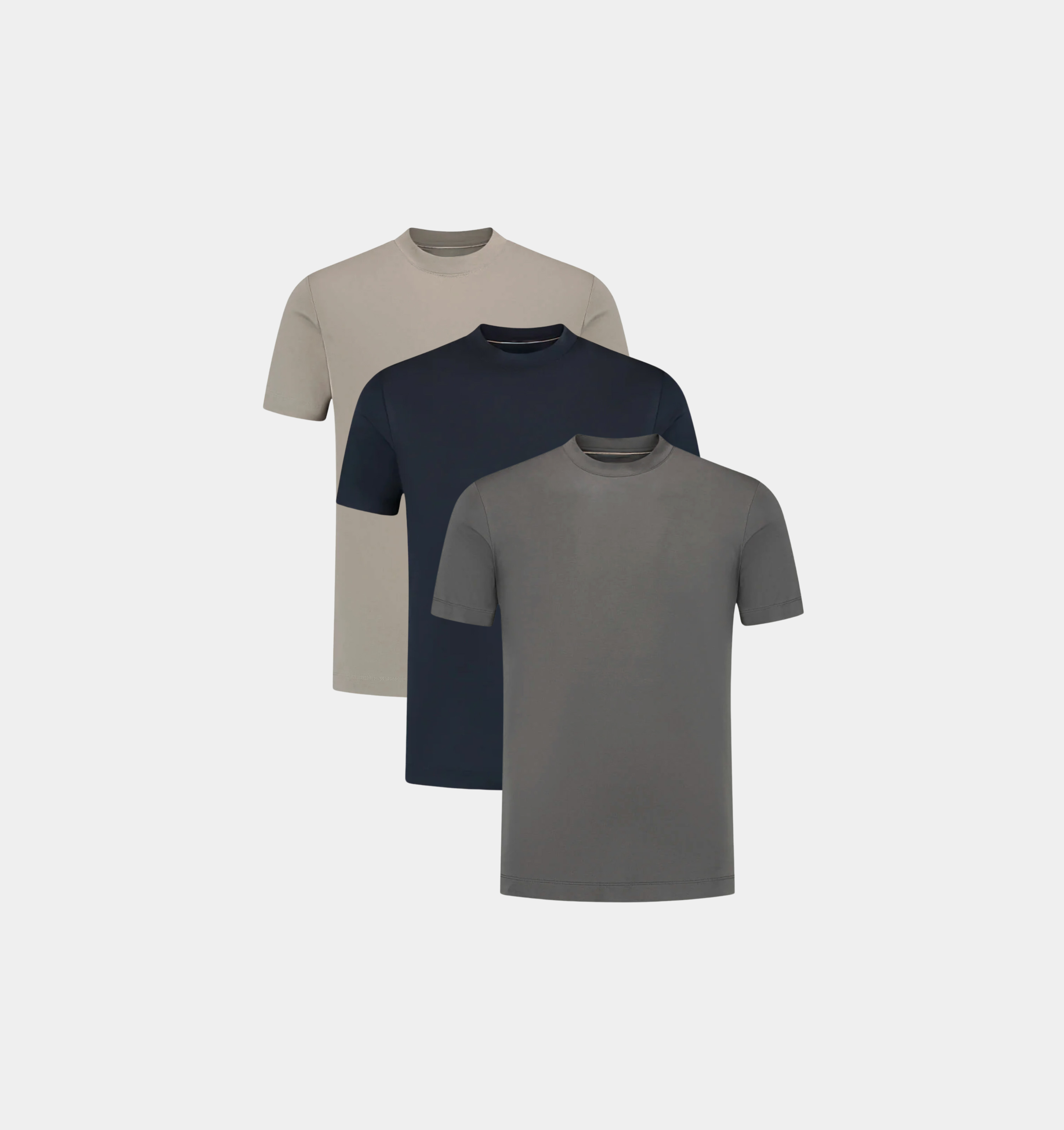 FERETTI T-SHIRT 3 PACK - TAUPE, NAVY & DARK GREY