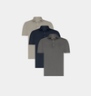 LUSO POLO 3 PACK - TAUPE, NAVY & DARK GREY